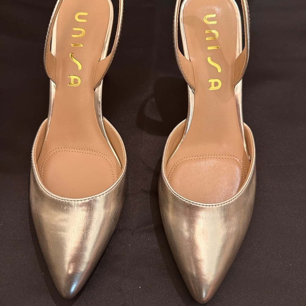 Unisa Metallic Gold Slingback Heels